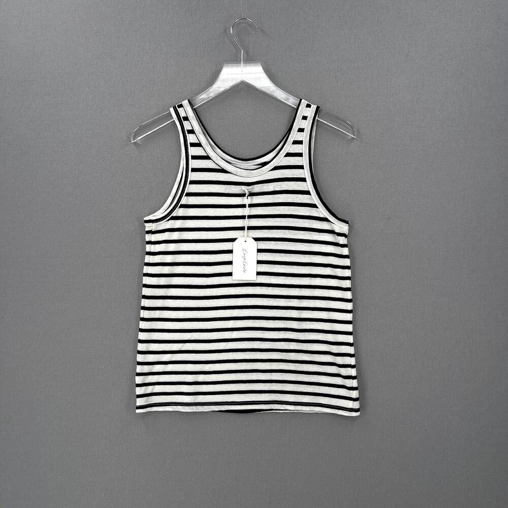 ENZA COSTA Easy Tank Womens Small White Black Cotton Cashmere Sleeveless NEW - Picture 5 of 13